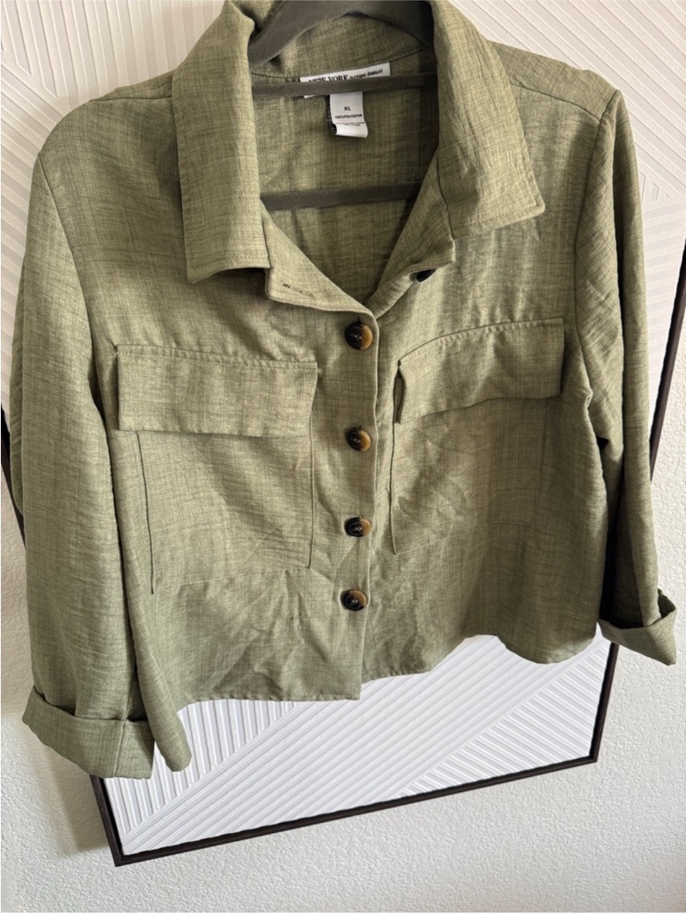 Olive Green Button-Front Women's Shirt